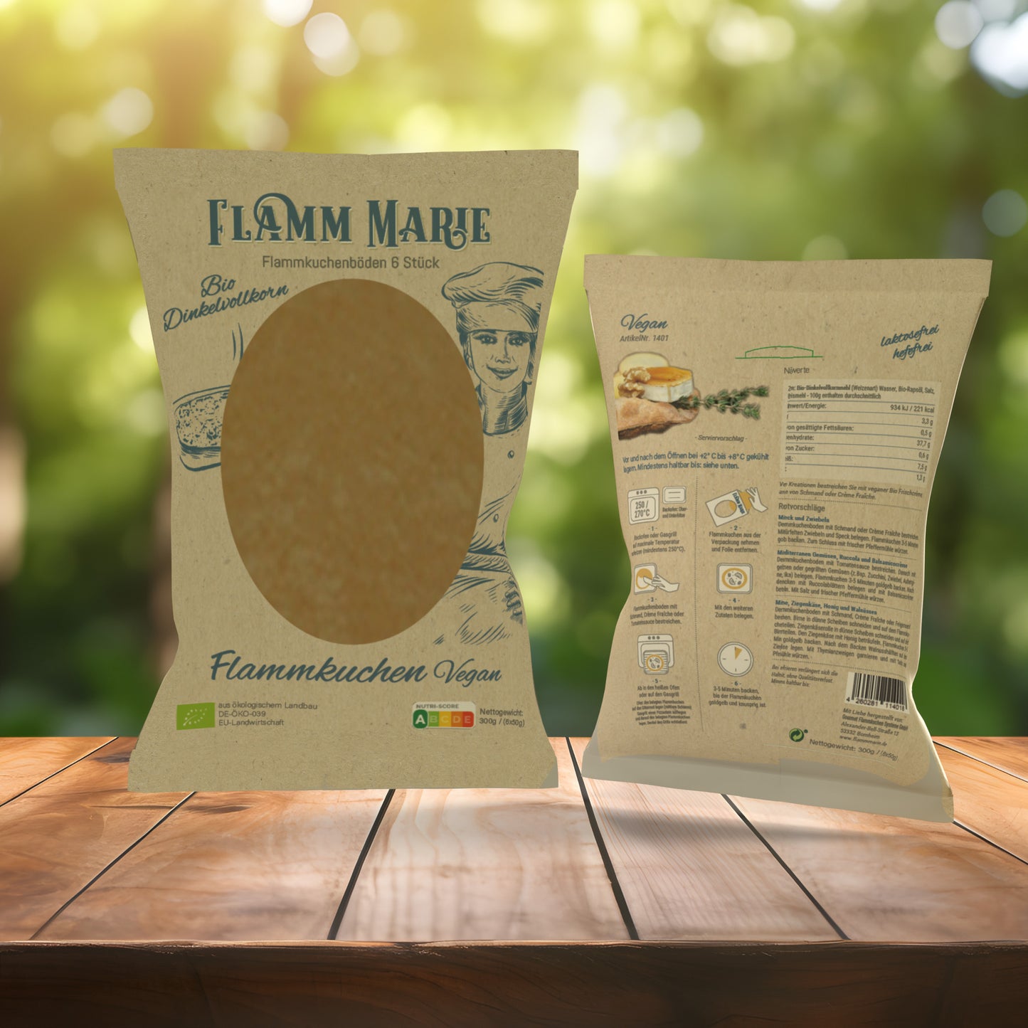 Flamm Marie´s vegane Bio Flammkuchen aus Dinkelvollkorn