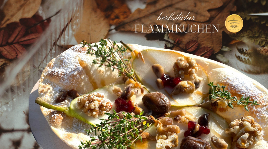 Herbstliches Flammkuchen-Rezept mit Maronen auf Birnensenf